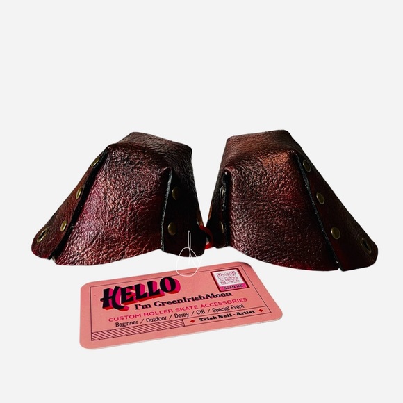 Oxblood leather roller skates toe guards    Roller skate toe caps - Picture 7 of 8
